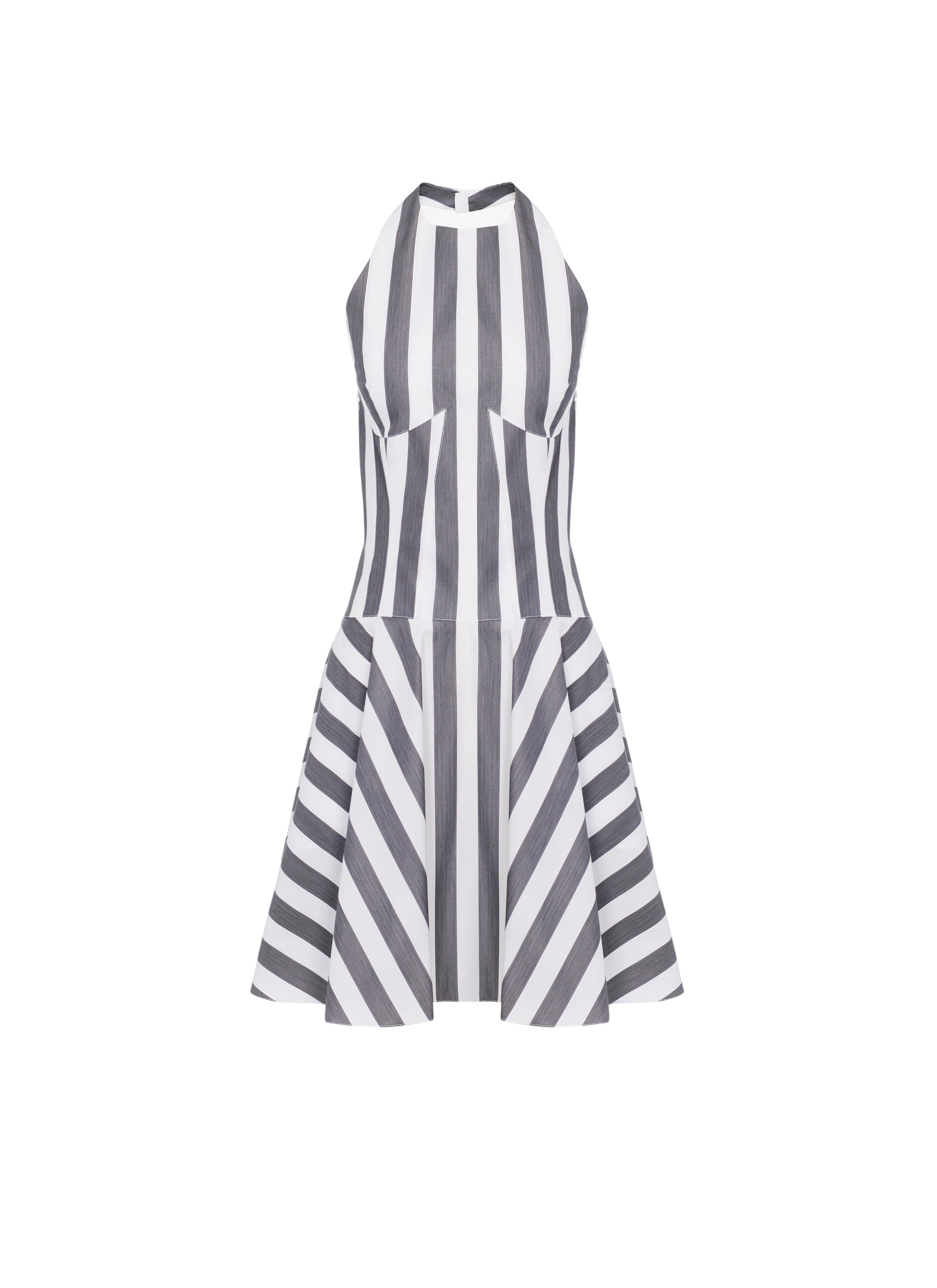 Robe d’été courte en popeline rayée - Blanc & Noir