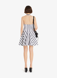 Robe d’été courte en popeline rayée - Blanc & Noir