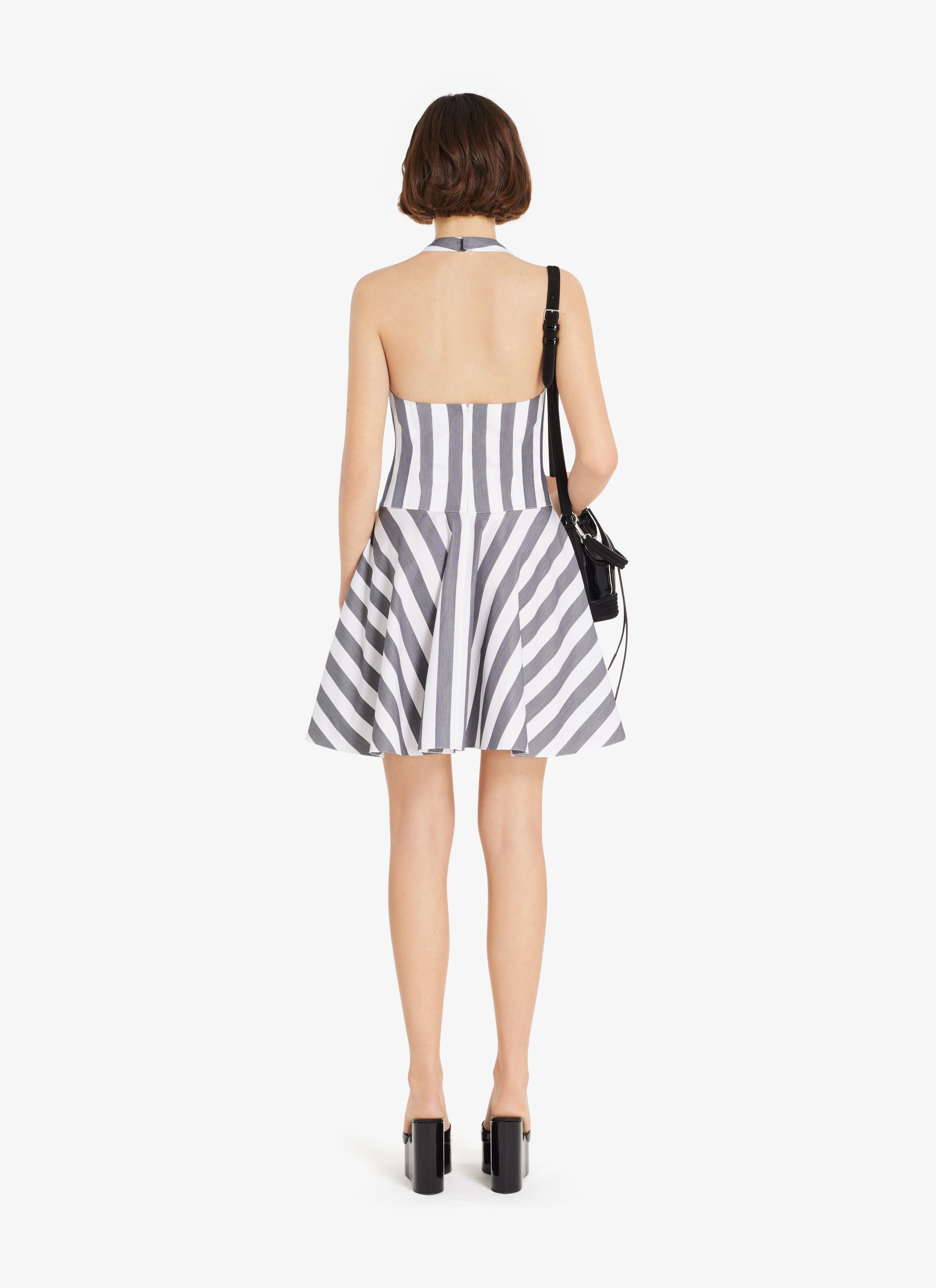 Robe d’été courte en popeline rayée - Blanc & Noir