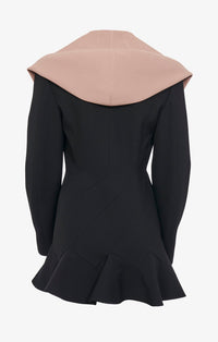 Robe cintrée à capuche en laine - Noir Alaïa