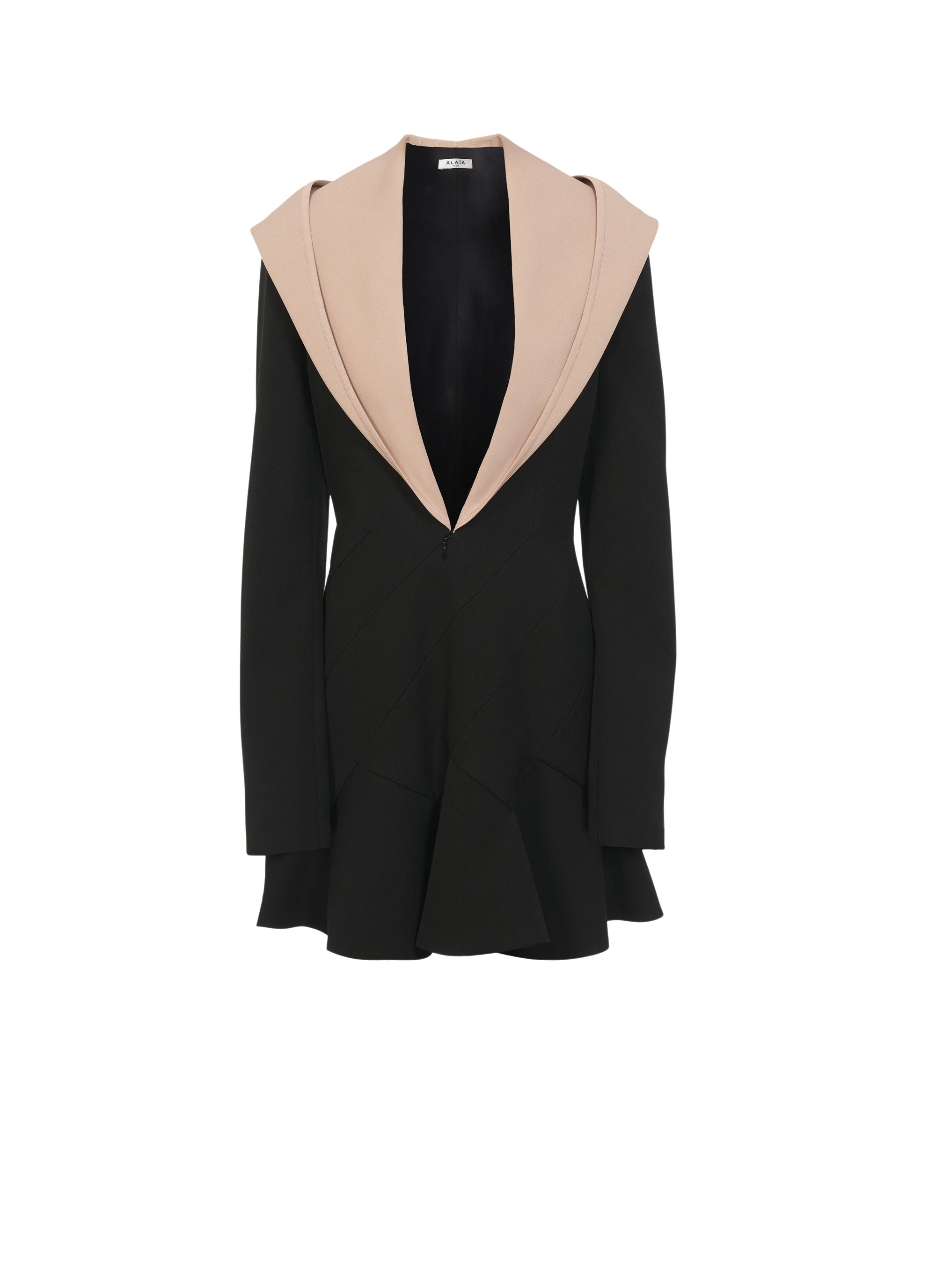 Robe cintrée à capuche en laine - Noir Alaïa