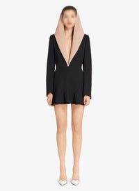 Robe cintrée à capuche en laine - Noir Alaïa