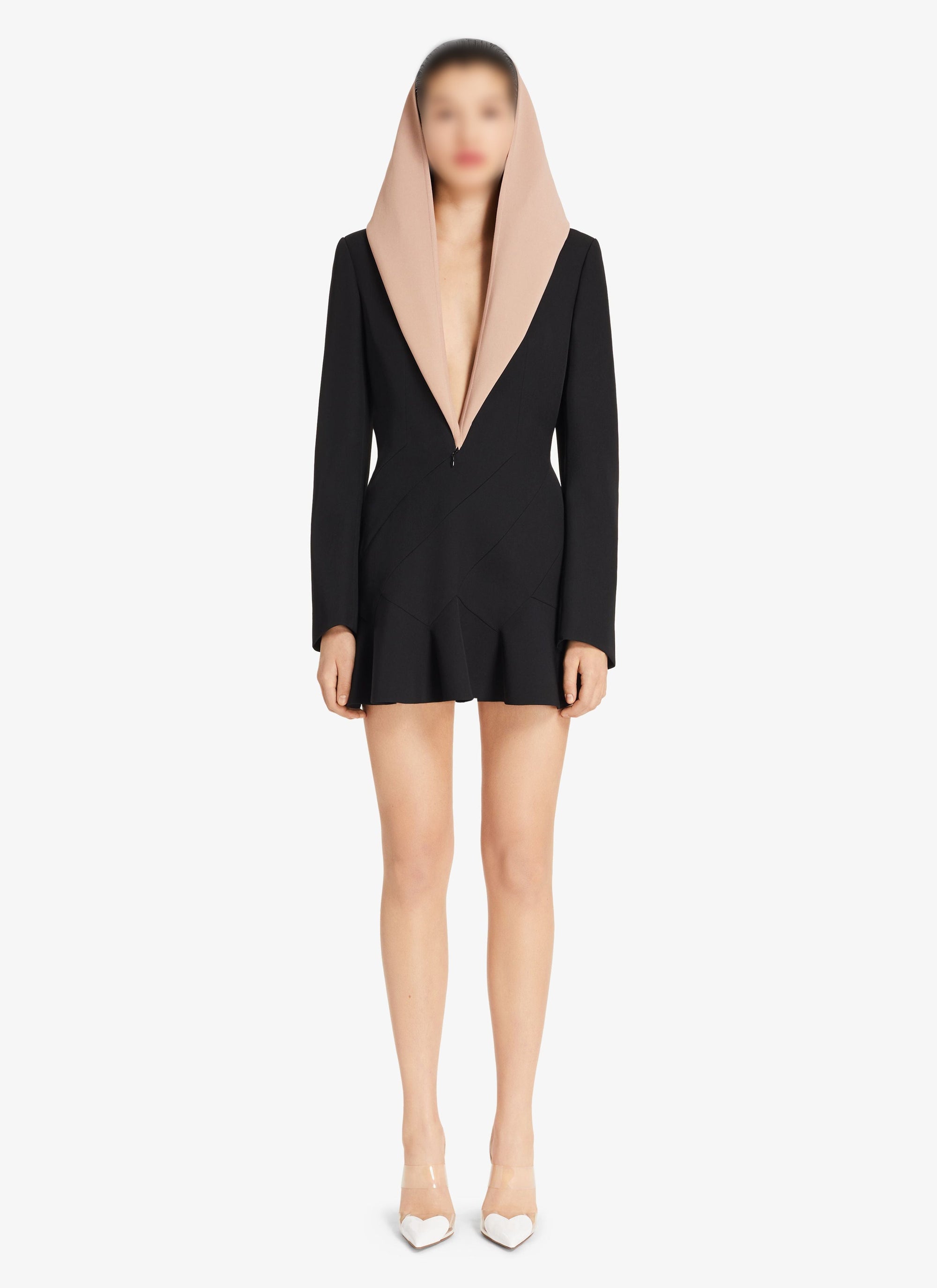 Robe cintrée à capuche en laine - Noir Alaïa
