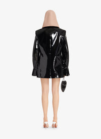 Robe cintrée à capuche en laine - Noir Alaïa