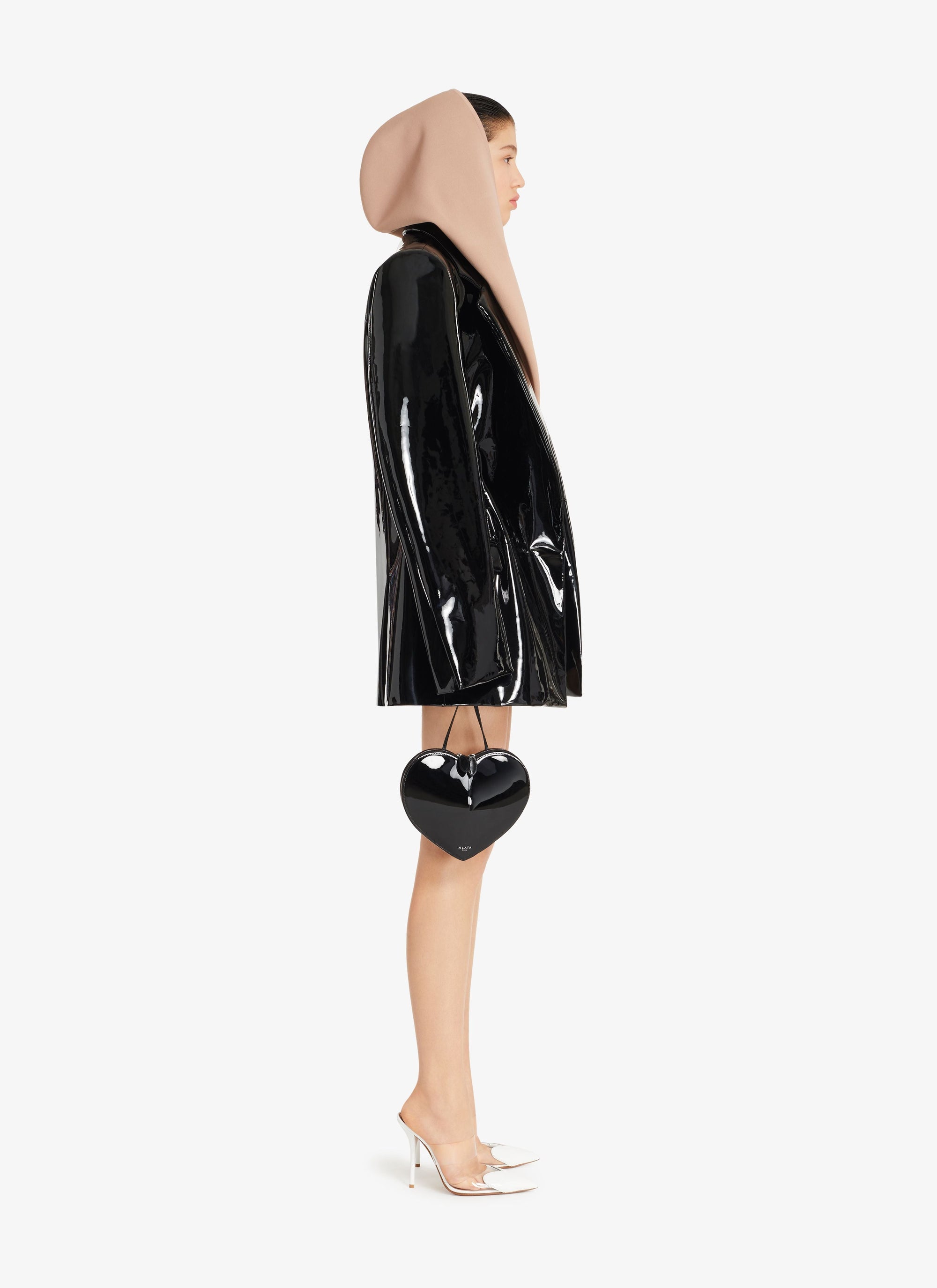 Robe cintrée à capuche en laine - Noir Alaïa