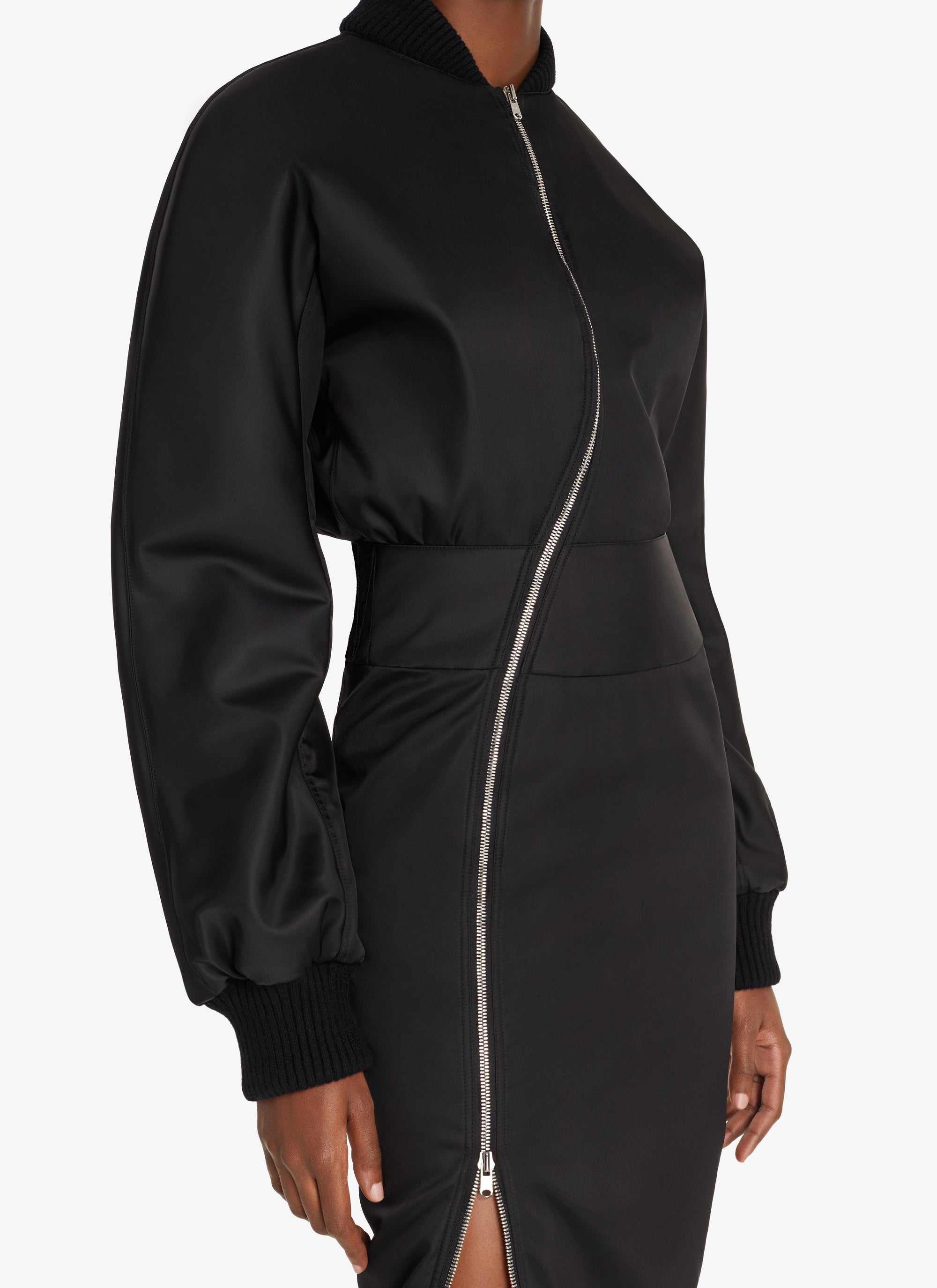 Robe longue effet bombers - Noir Alaïa