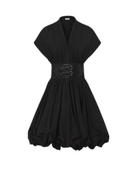Robe ceinturée en popeline de coton - Noir
