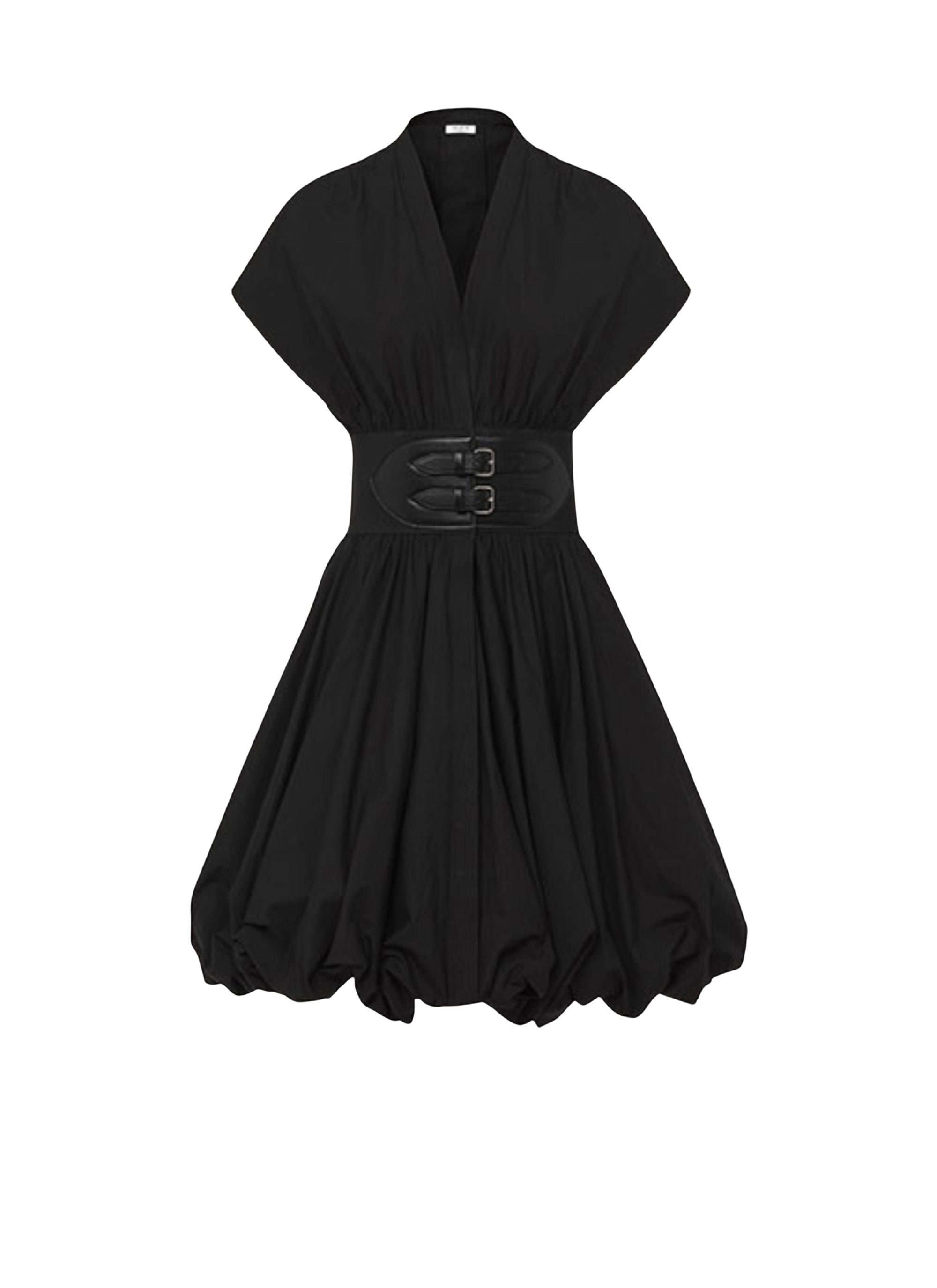 Robe ceinturée en popeline de coton - Noir