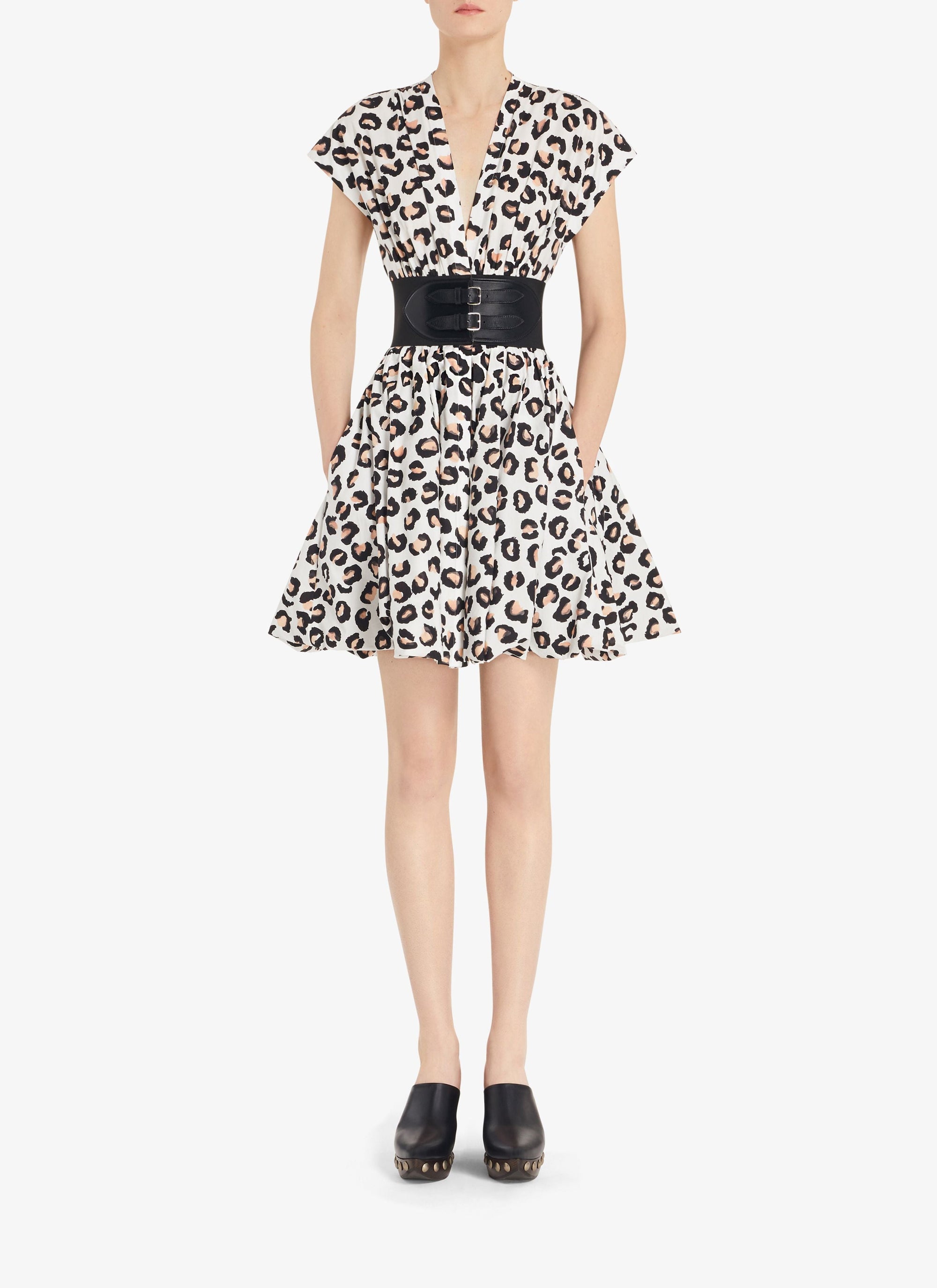Robe évasée ceinturée - Blanc & Noir
