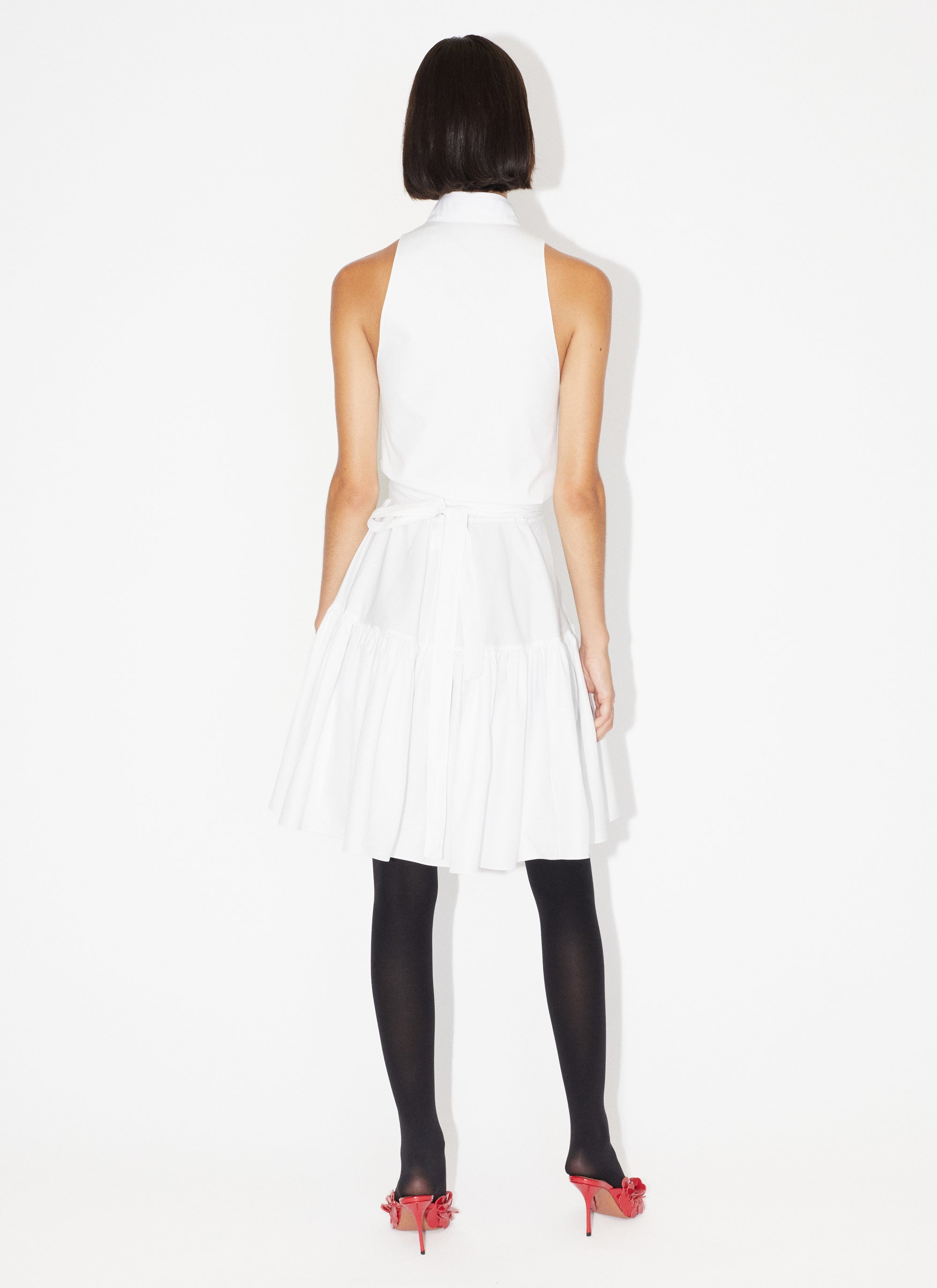 Robe boutonnée en popeline de coton - Blanc