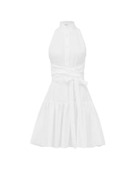 Robe boutonnée en popeline de coton - Blanc