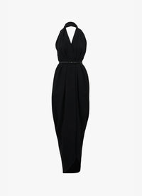 Robe longue à dos nu en cady stretch - Noir Alaïa