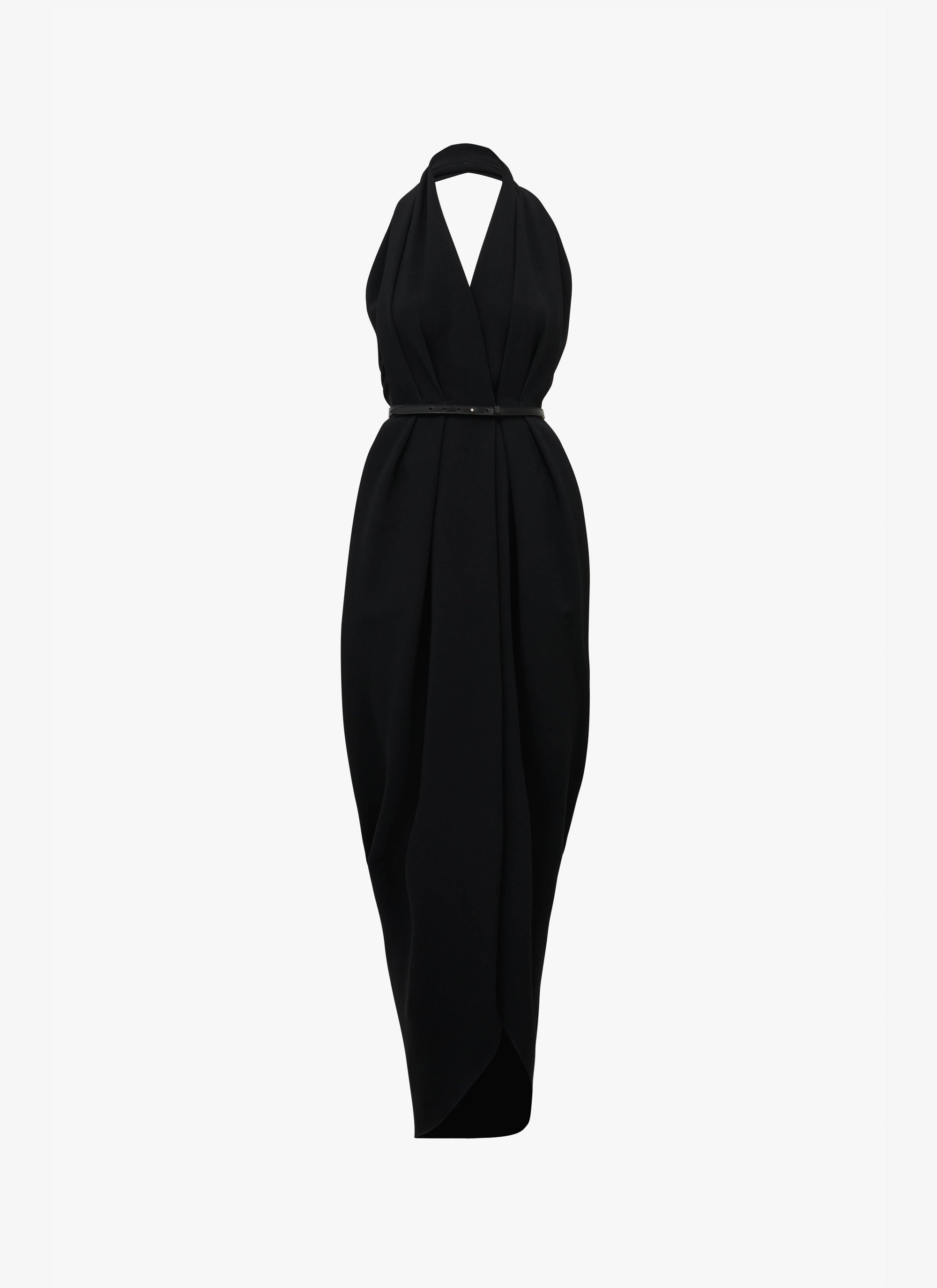 Robe longue à dos nu en cady stretch - Noir Alaïa