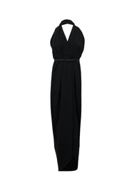 Robe longue à dos nu en cady stretch - Noir Alaïa