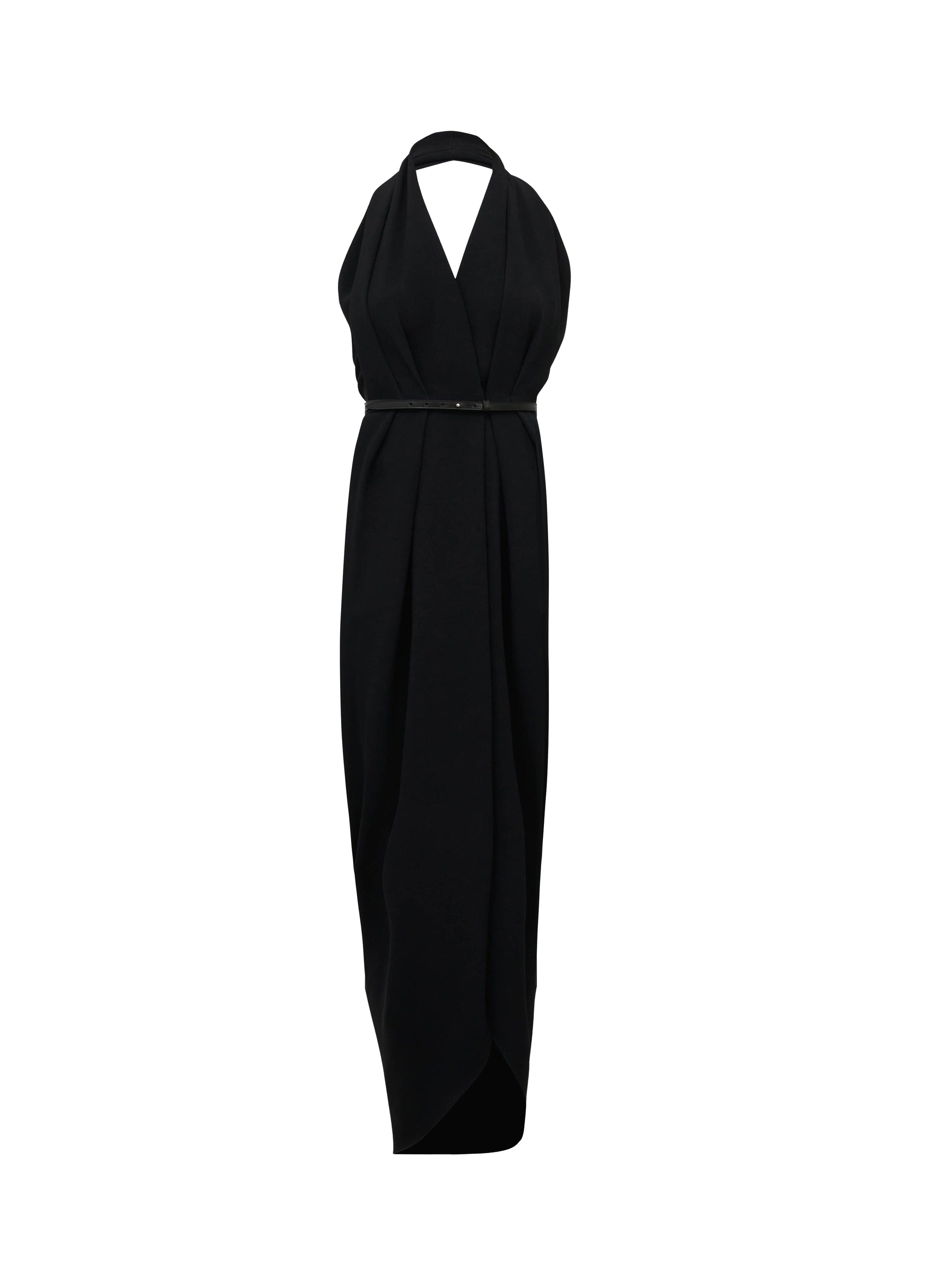 Robe longue à dos nu en cady stretch - Noir Alaïa
