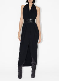 Robe longue à dos nu en cady stretch - Noir Alaïa