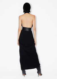 Robe longue à dos nu en cady stretch - Noir Alaïa