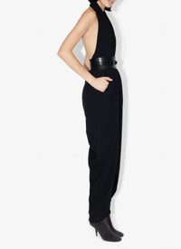 Robe longue à dos nu en cady stretch - Noir Alaïa