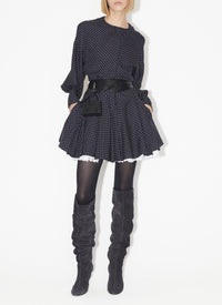 Robe patineuse à pois en soie - Nuit & Vanille