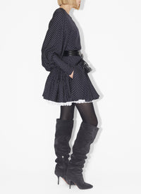 Robe patineuse à pois en soie - Nuit & Vanille