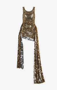 Robe courte à sequins bicolores - Or & Argent