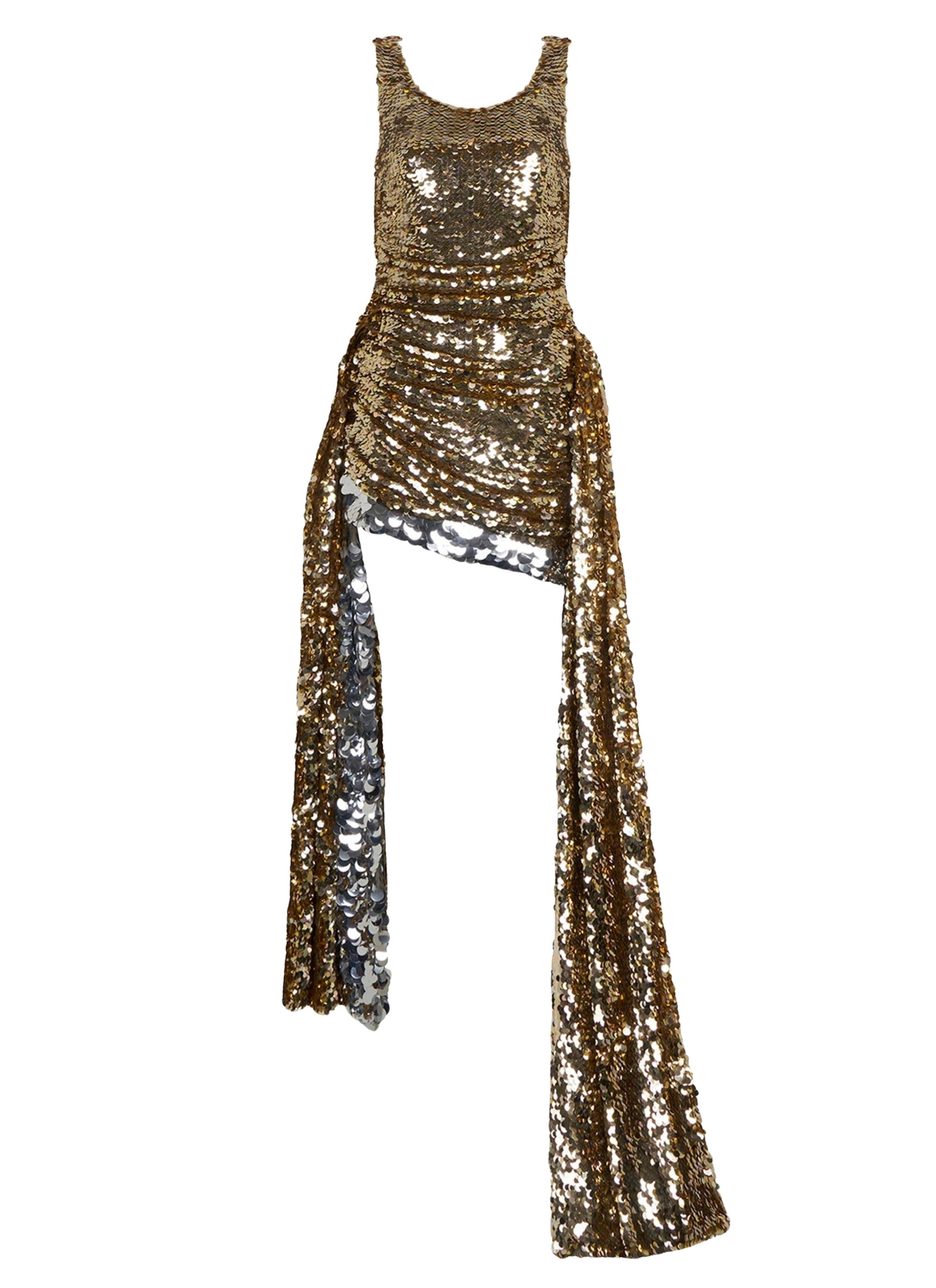 Robe courte à sequins bicolores - Or & Argent