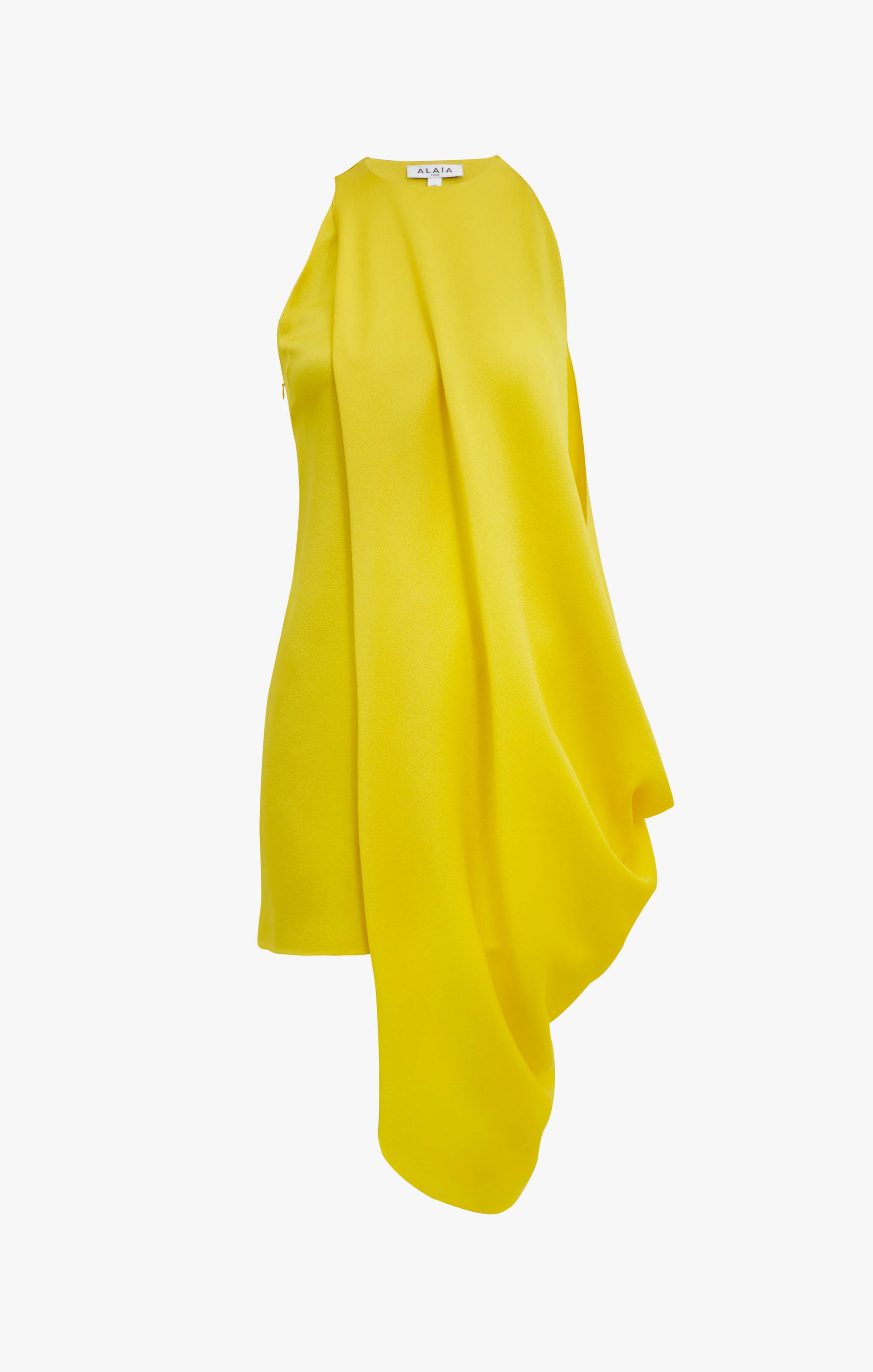 Cocktail dress in hammered satin - Yellow