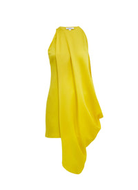 Cocktail dress in hammered satin - Yellow