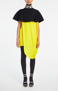 Cocktail dress in hammered satin - Yellow