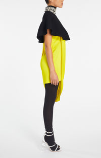 Cocktail dress in hammered satin - Yellow