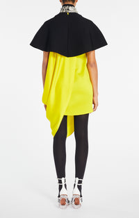 Cocktail dress in hammered satin - Yellow