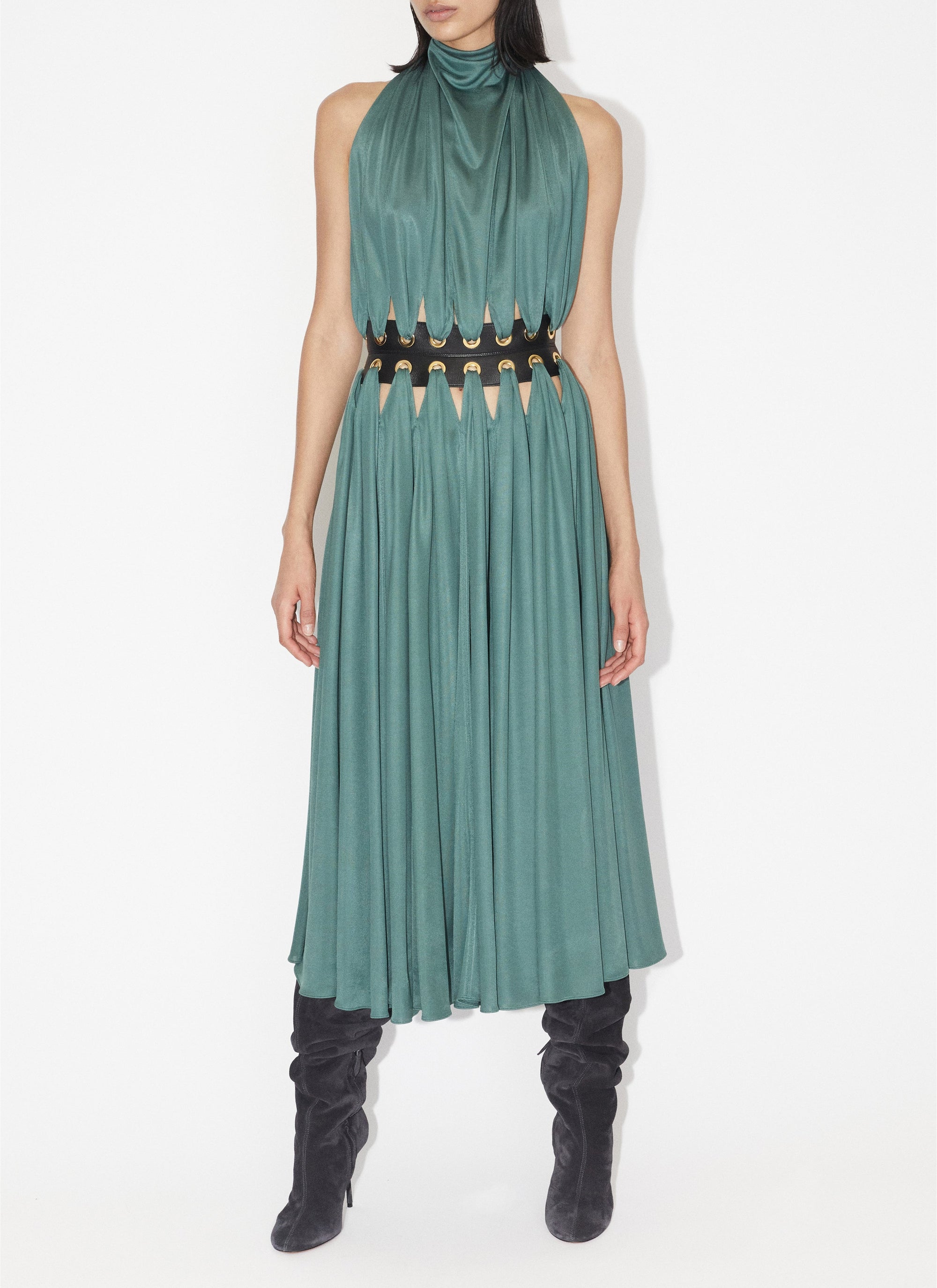 Robe mini déesse fluide - Sauge