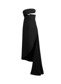 Robe bustier drapée en soie et laine - Noir Alaia