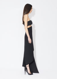 Robe bustier drapée en soie et laine - Noir Alaia
