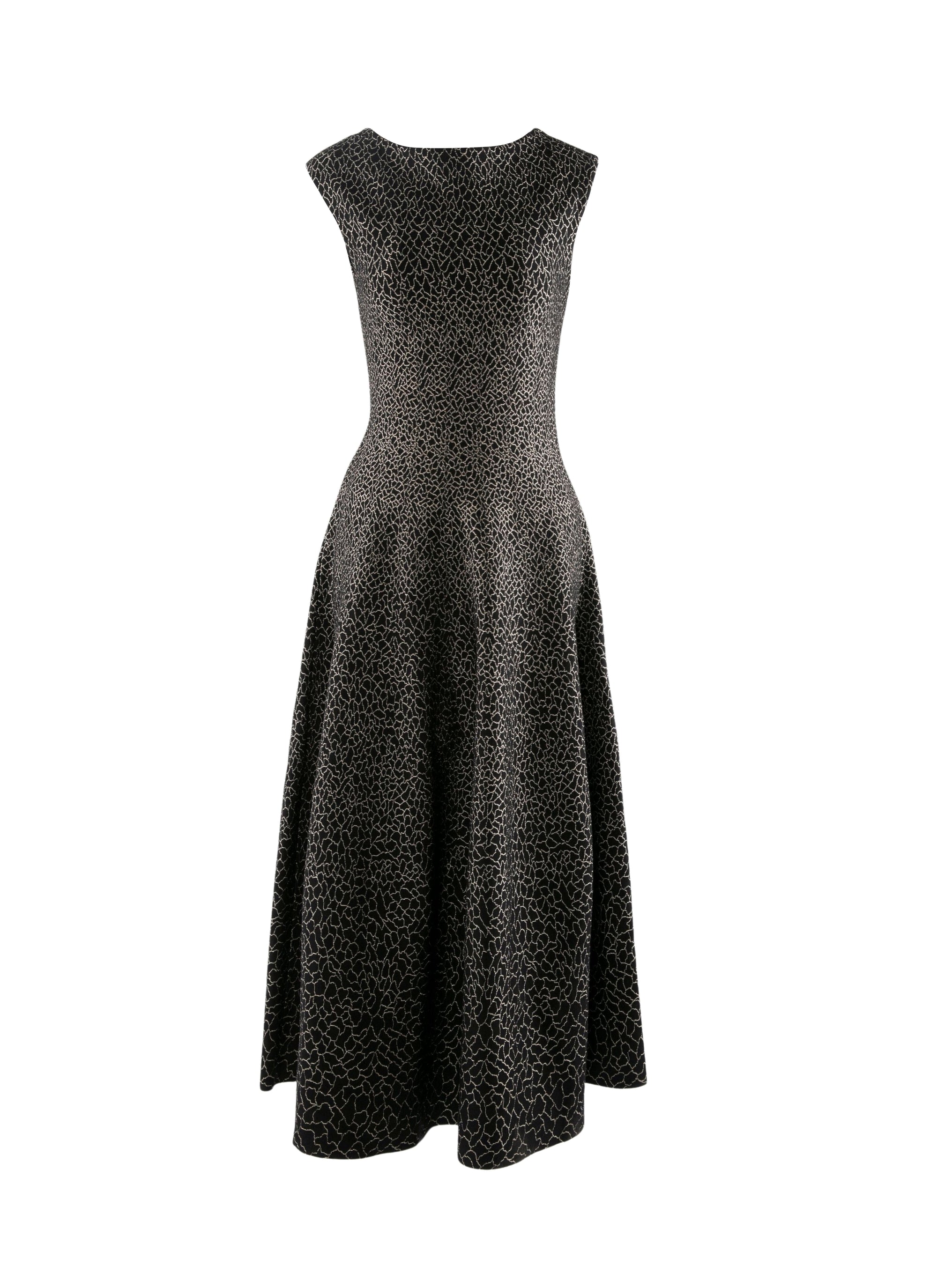 Robe longue cintrée évasée motifs contrastés - Noir & Or