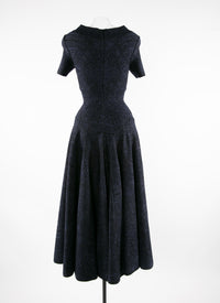 Short-sleeved flared maxi dress - Night & Black