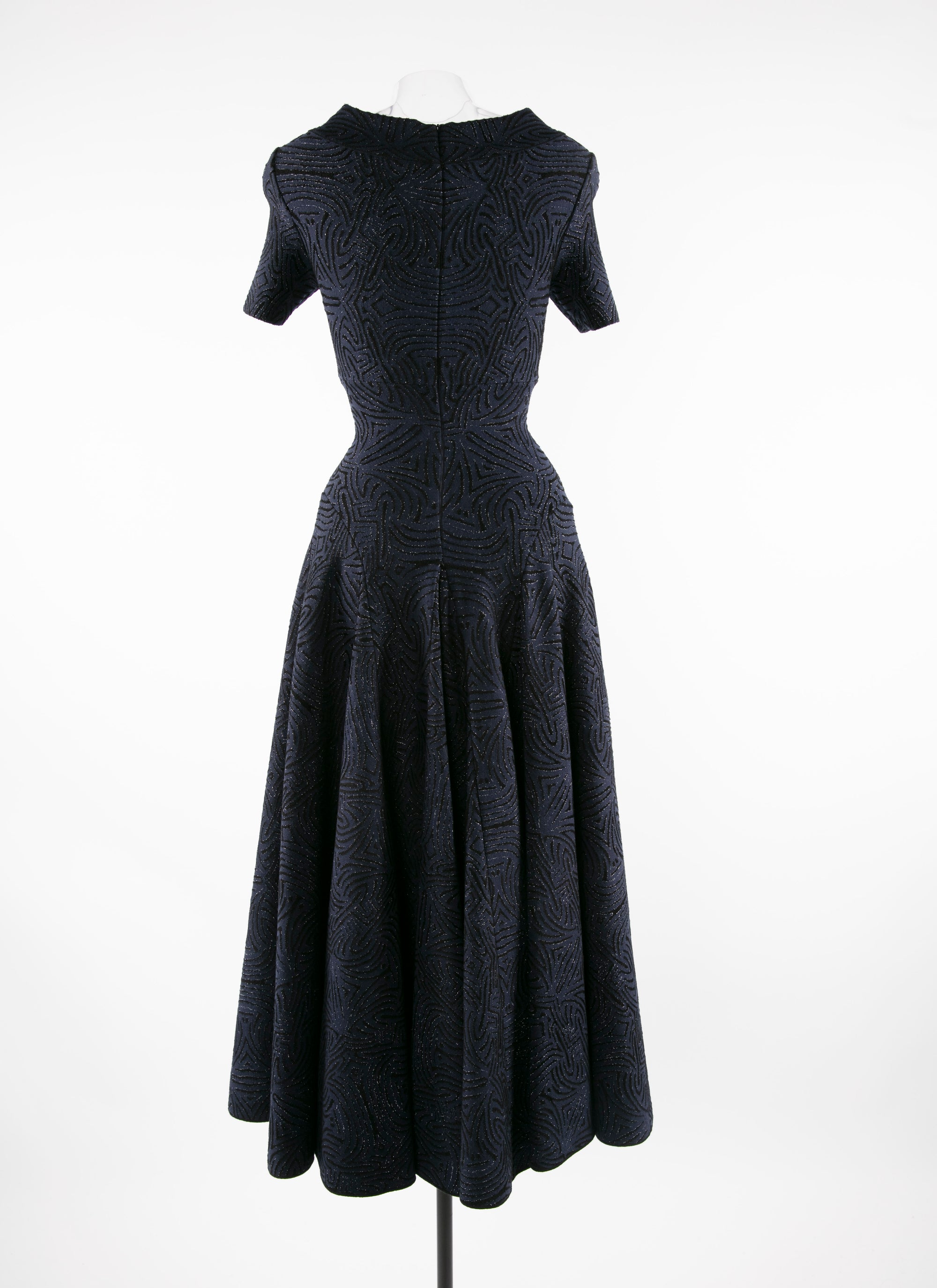 Short-sleeved flared maxi dress - Night & Black