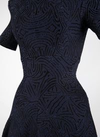 Short-sleeved flared maxi dress - Night & Black