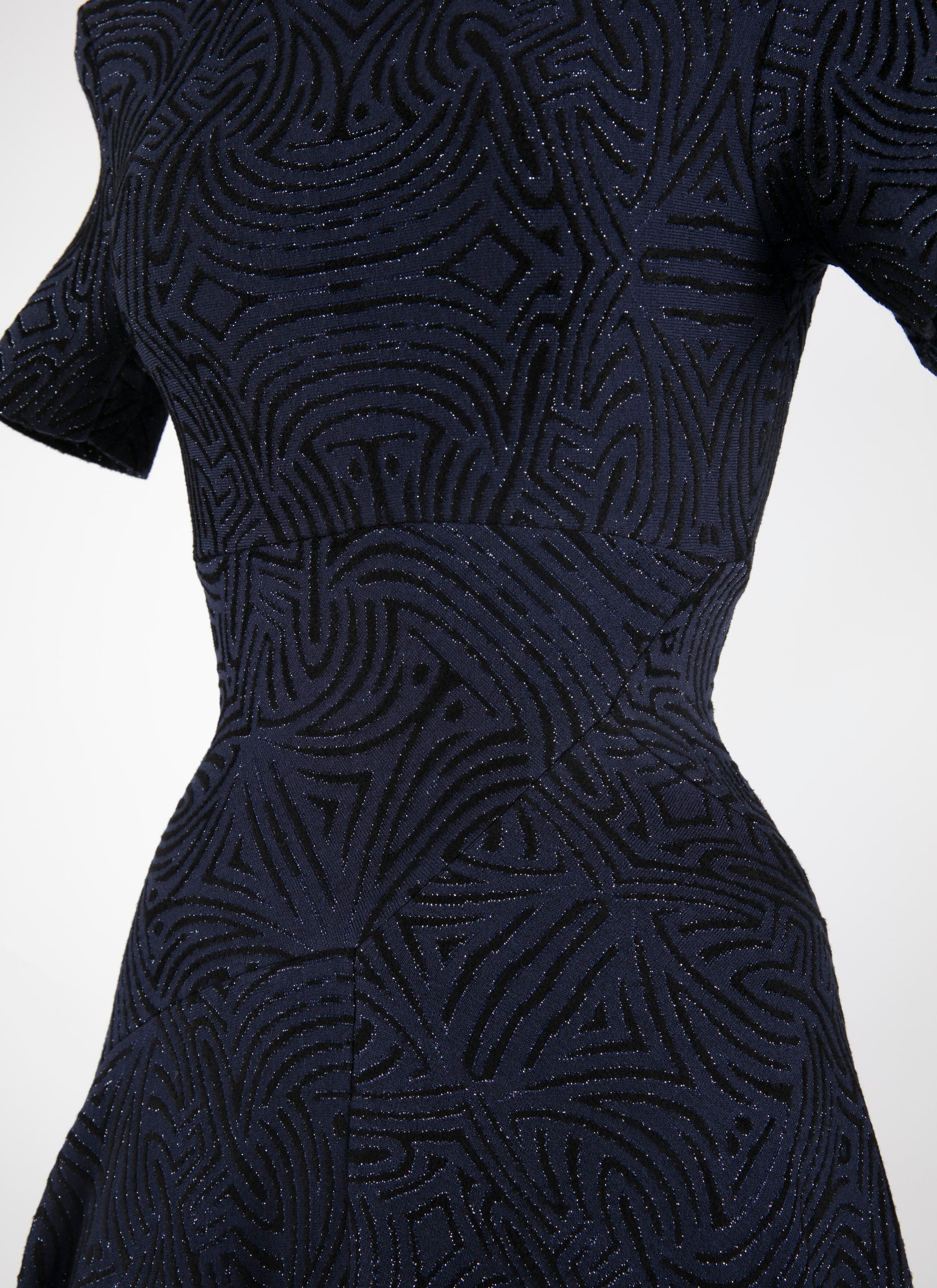 Short-sleeved flared maxi dress - Night & Black