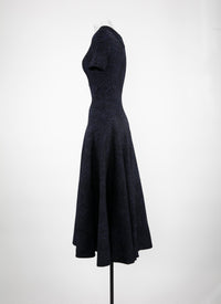 Short-sleeved flared maxi dress - Night & Black