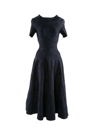 Short-sleeved flared maxi dress - Night & Black