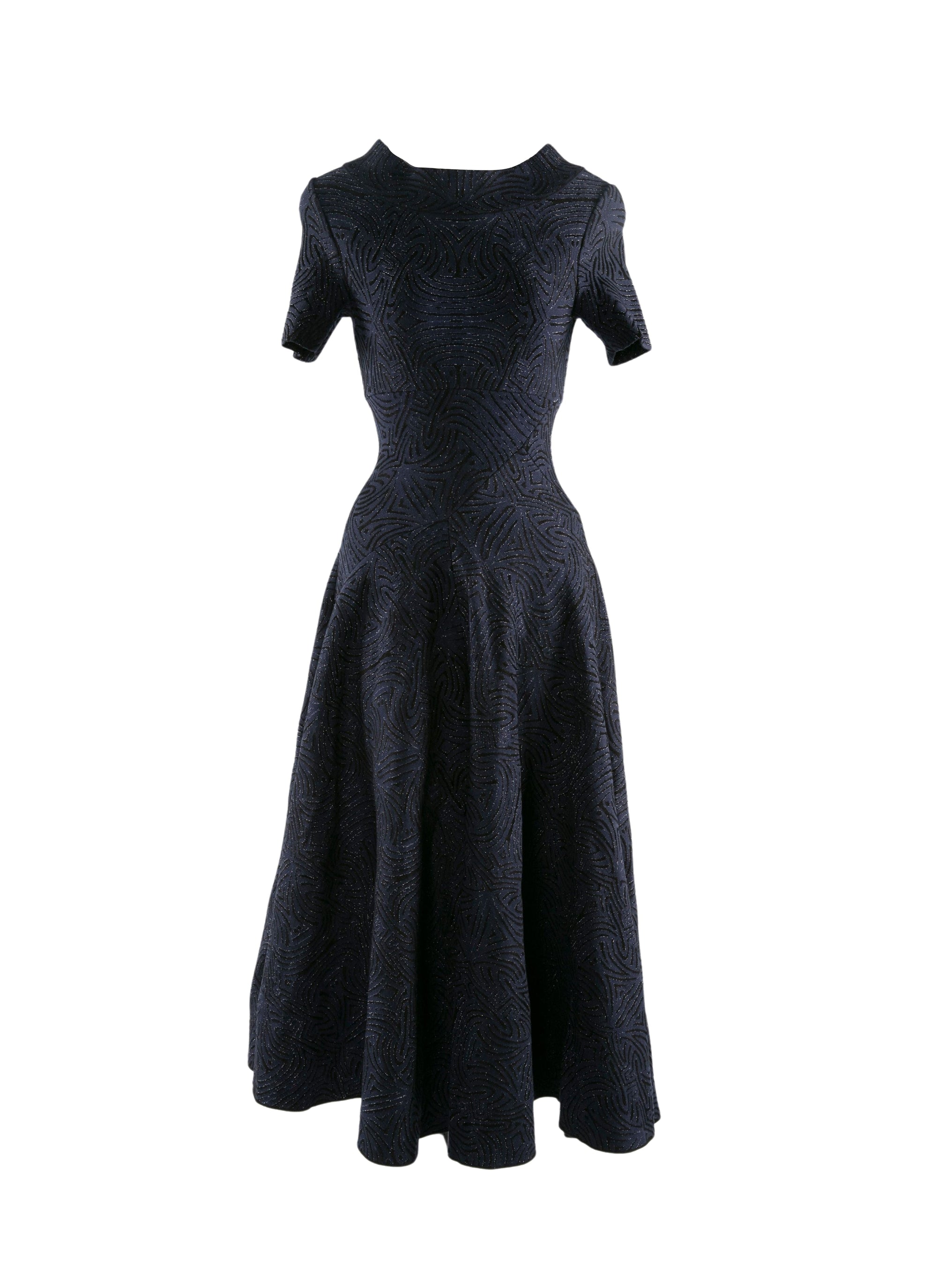 Short-sleeved flared maxi dress - Night & Black