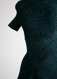 Short-sleeved flared maxi dress - Green & Black