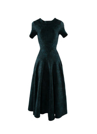 Short-sleeved flared maxi dress - Green & Black