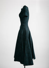 Short-sleeved flared maxi dress - Green & Black