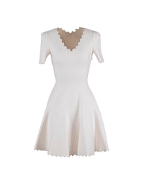 Robe courte à manches courtes Venus d'hiver en laine - Blanc Nacre