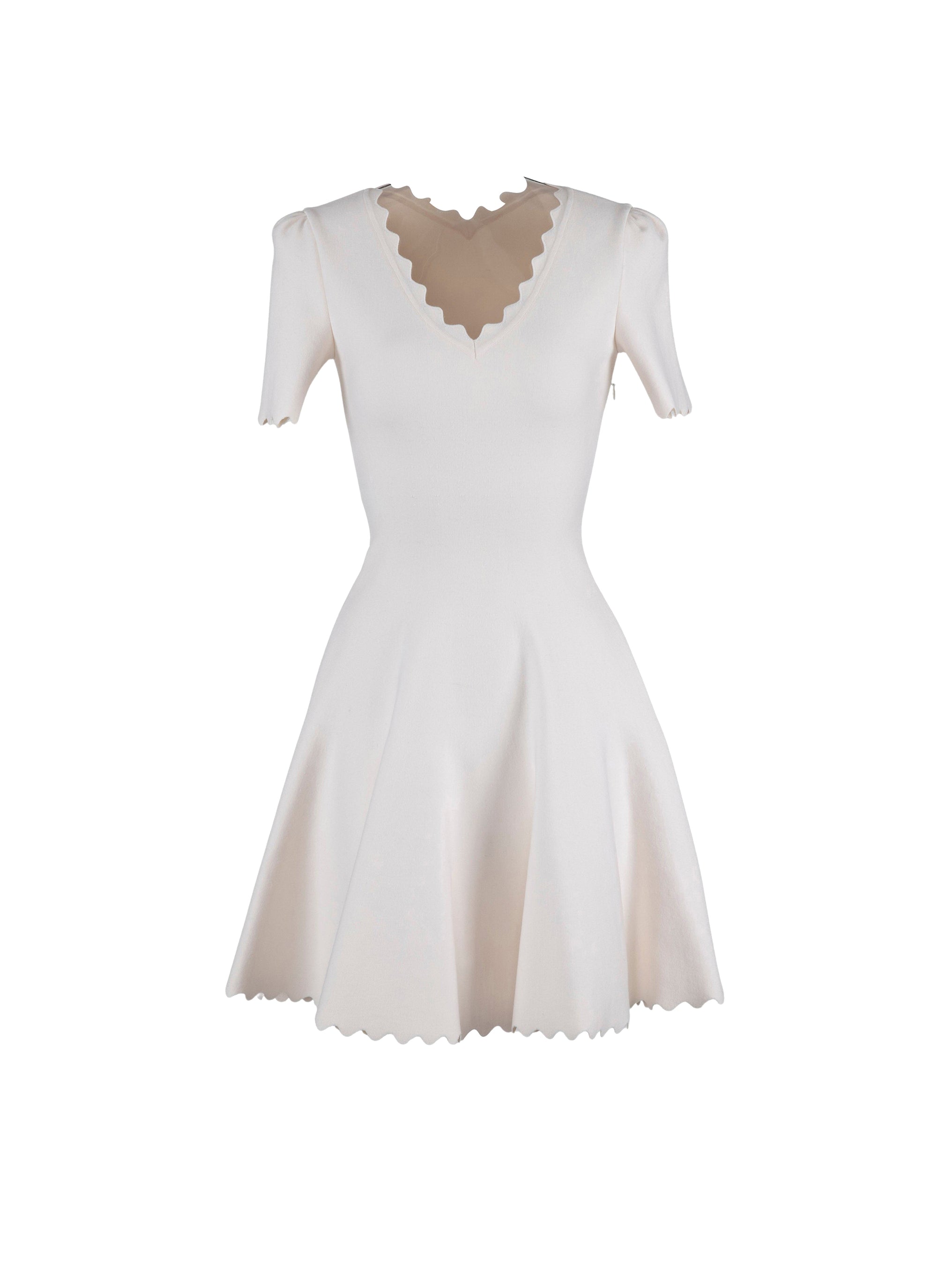 Robe courte à manches courtes Venus d'hiver en laine - Blanc Nacre
