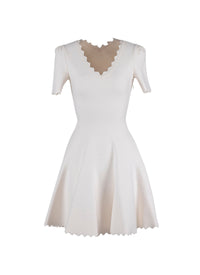 Robe courte à manches courtes Venus d'hiver en laine - Blanc Nacre