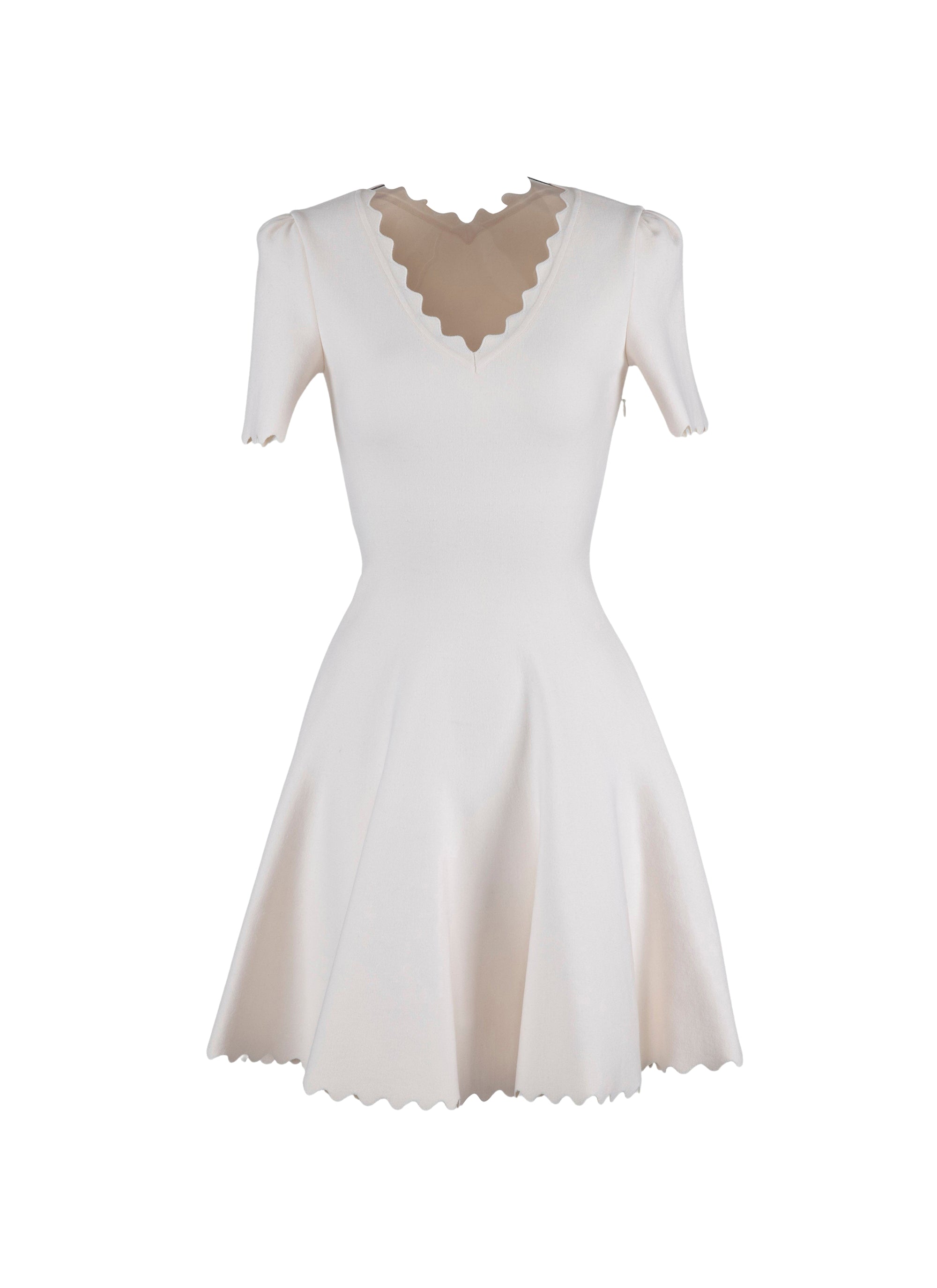 Robe courte à manches courtes Venus d'hiver en laine - Blanc Nacre