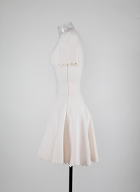 Robe courte à manches courtes Venus d'hiver en laine - Blanc Nacre